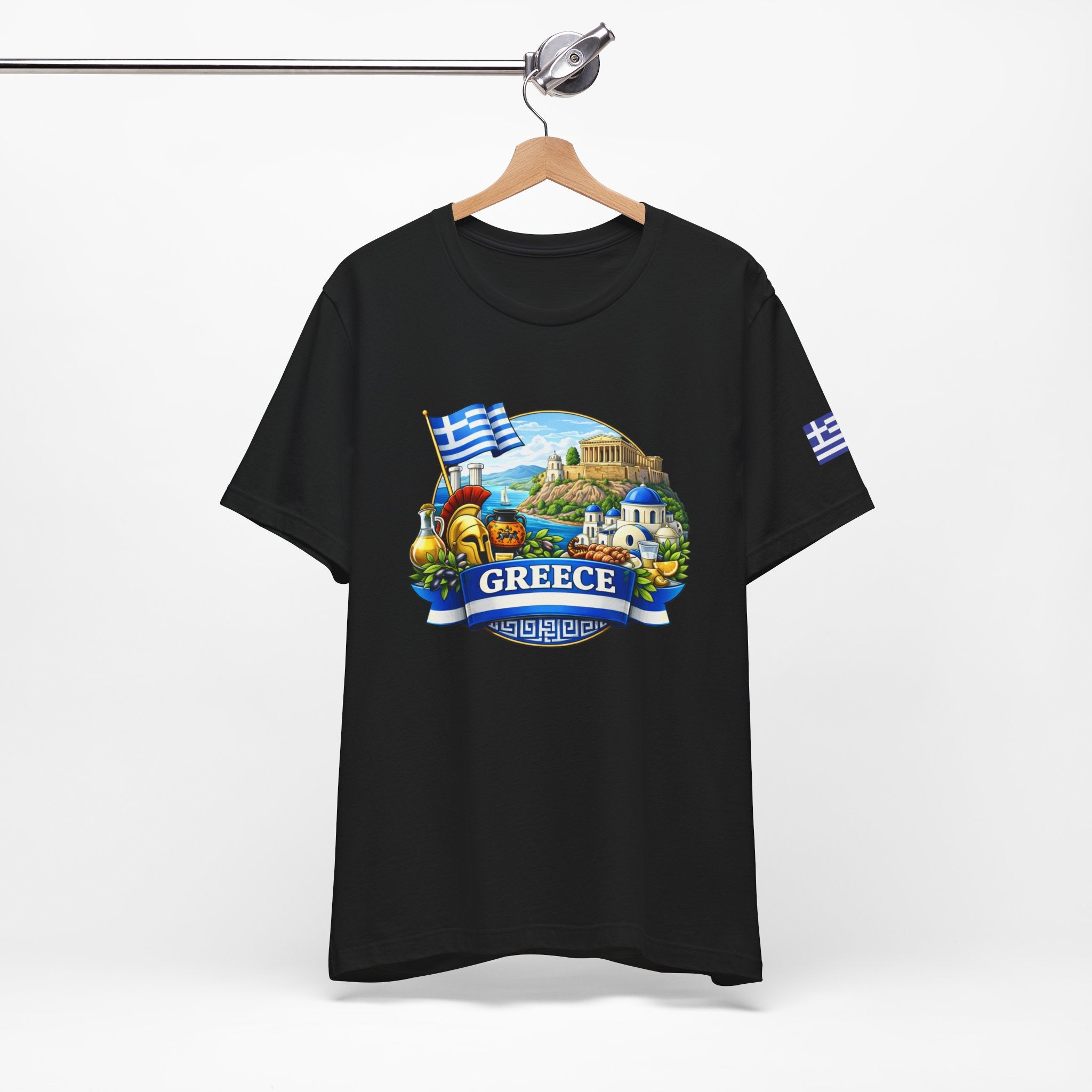 Greece Travel Graphic Tee – Greek Landmark & Flag Souvenir Shirt