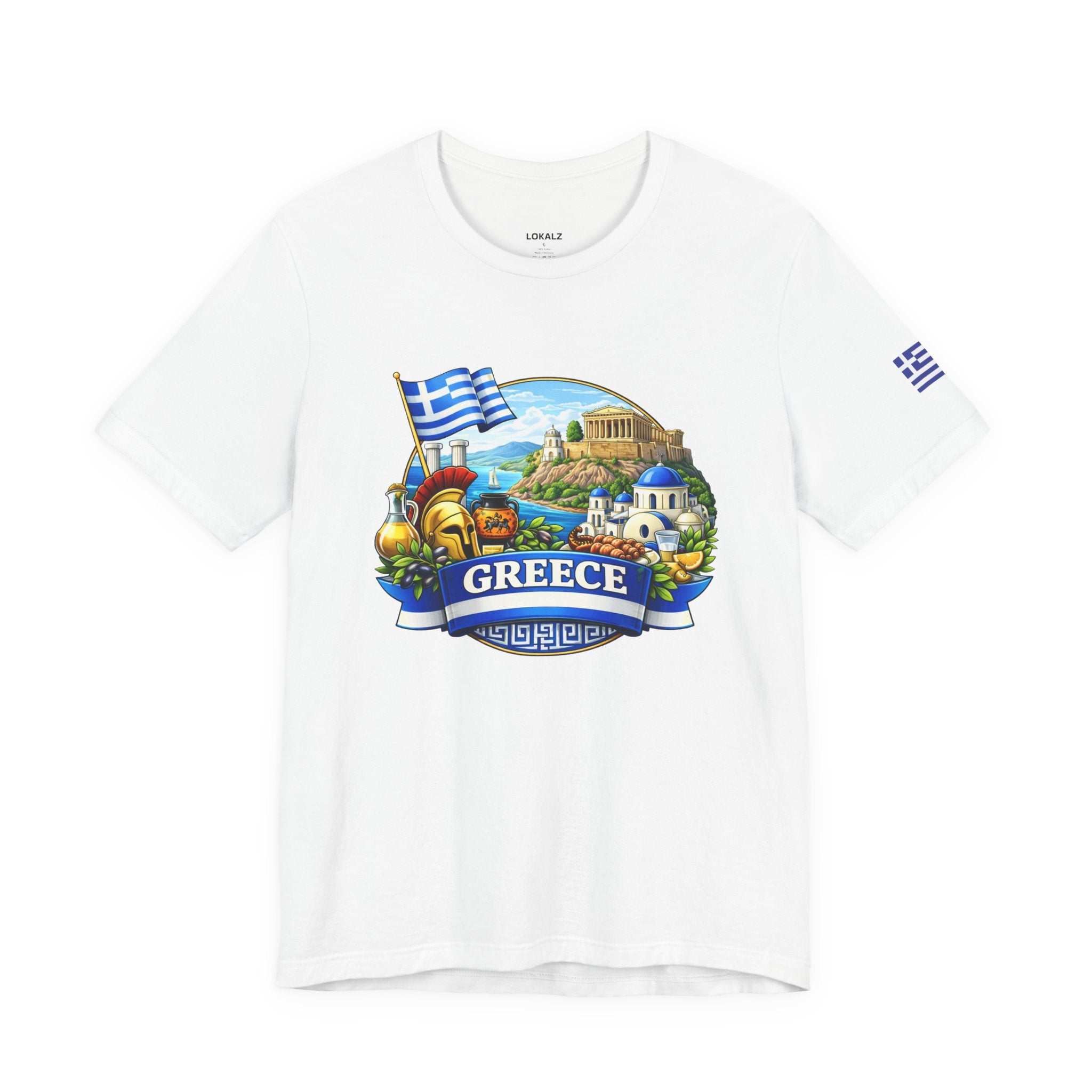 Greece Travel Graphic Tee – Greek Landmark & Flag Souvenir Shirt