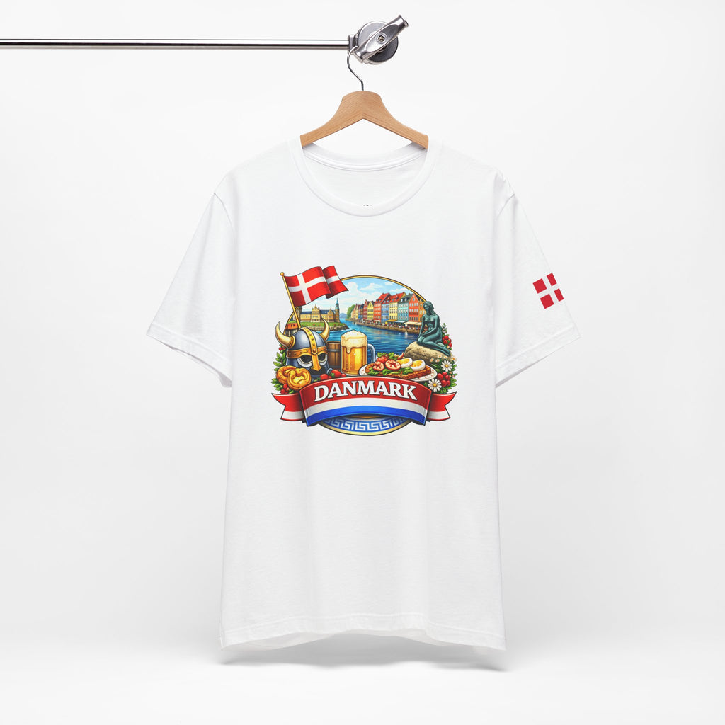 Denmark Travel Graphic Tee — 'Danmark' Danish Flag Souvenir T-Shirt