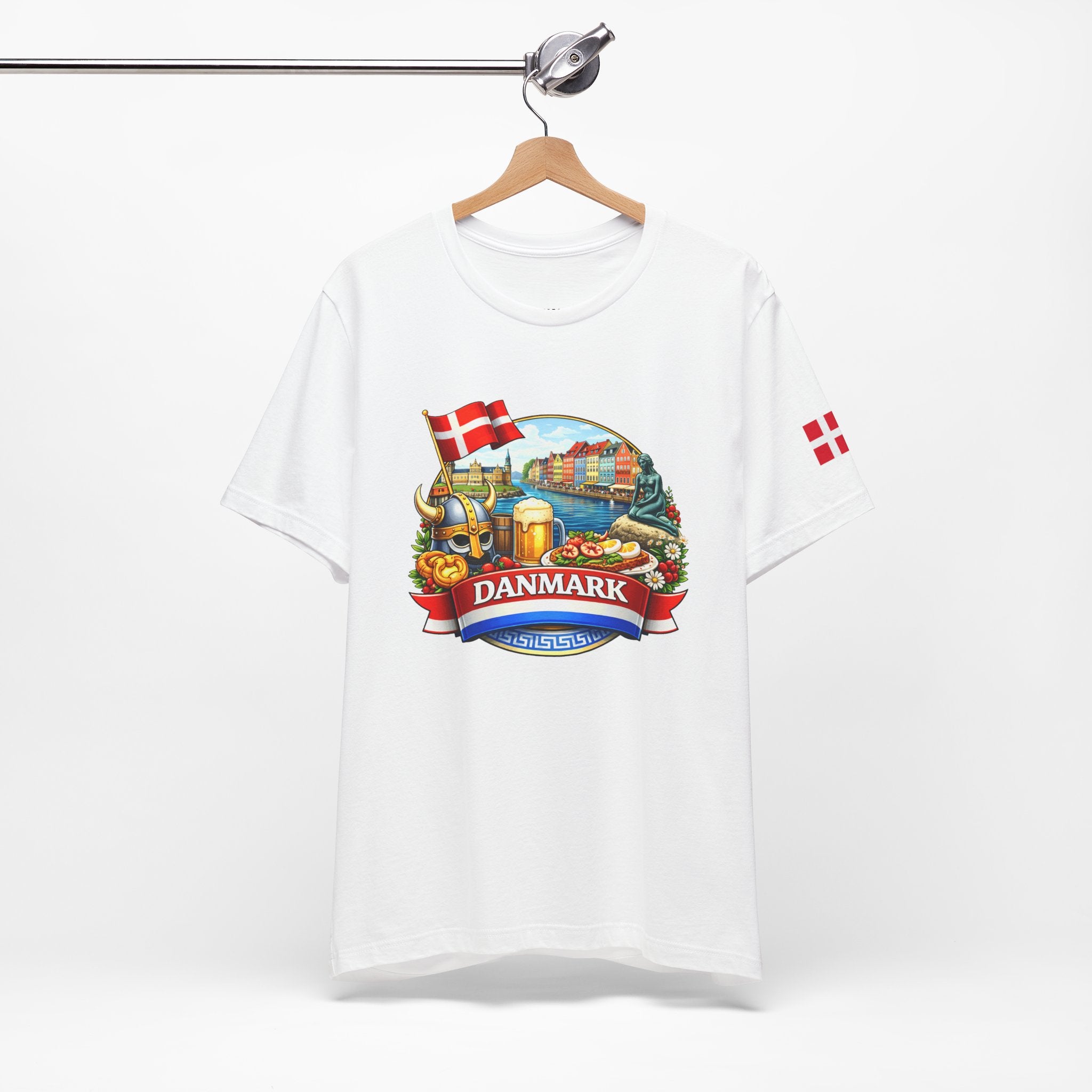 Denmark Travel Graphic Tee — 'Danmark' Danish Flag Souvenir T-Shirt