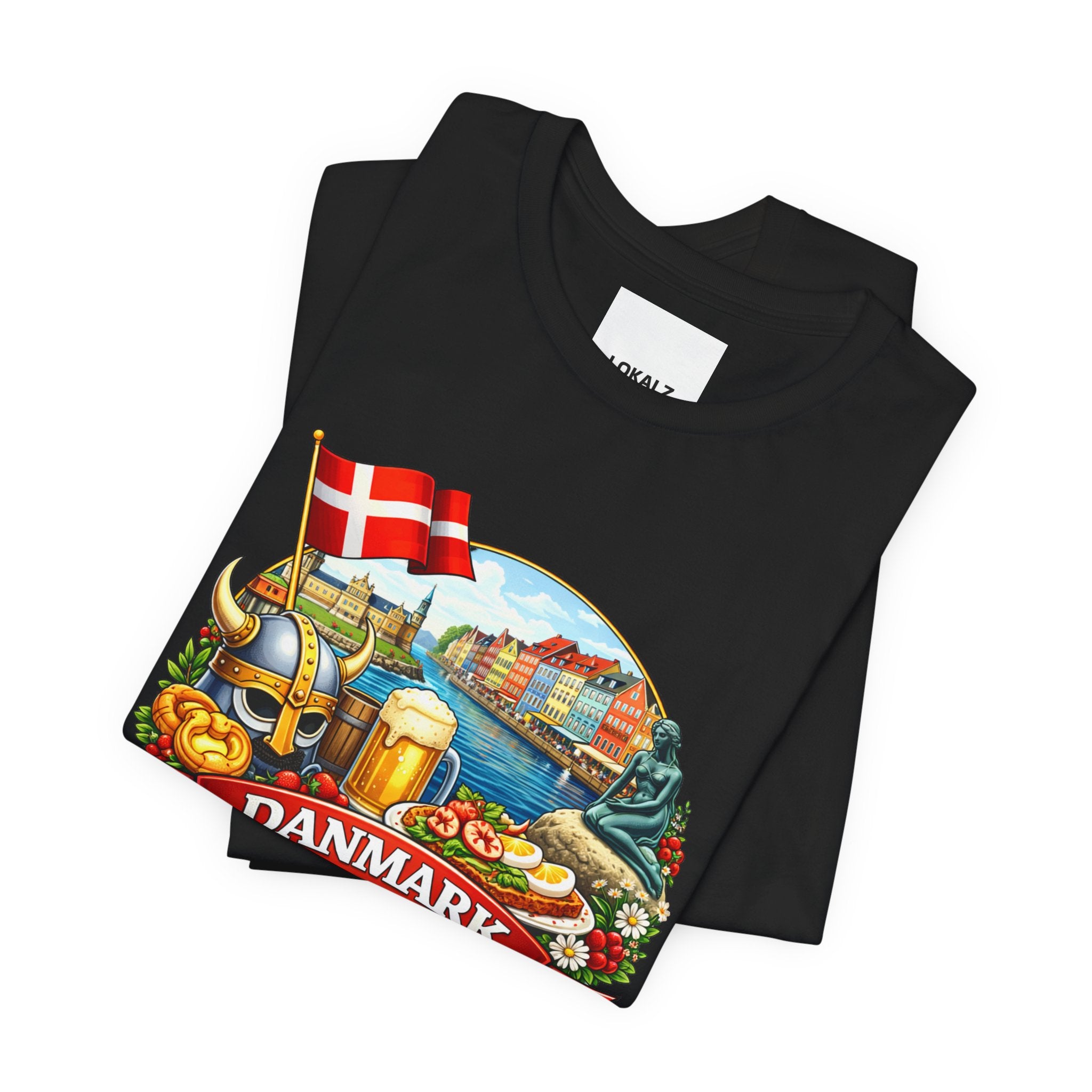 Denmark Travel Graphic Tee — 'Danmark' Danish Flag Souvenir T-Shirt