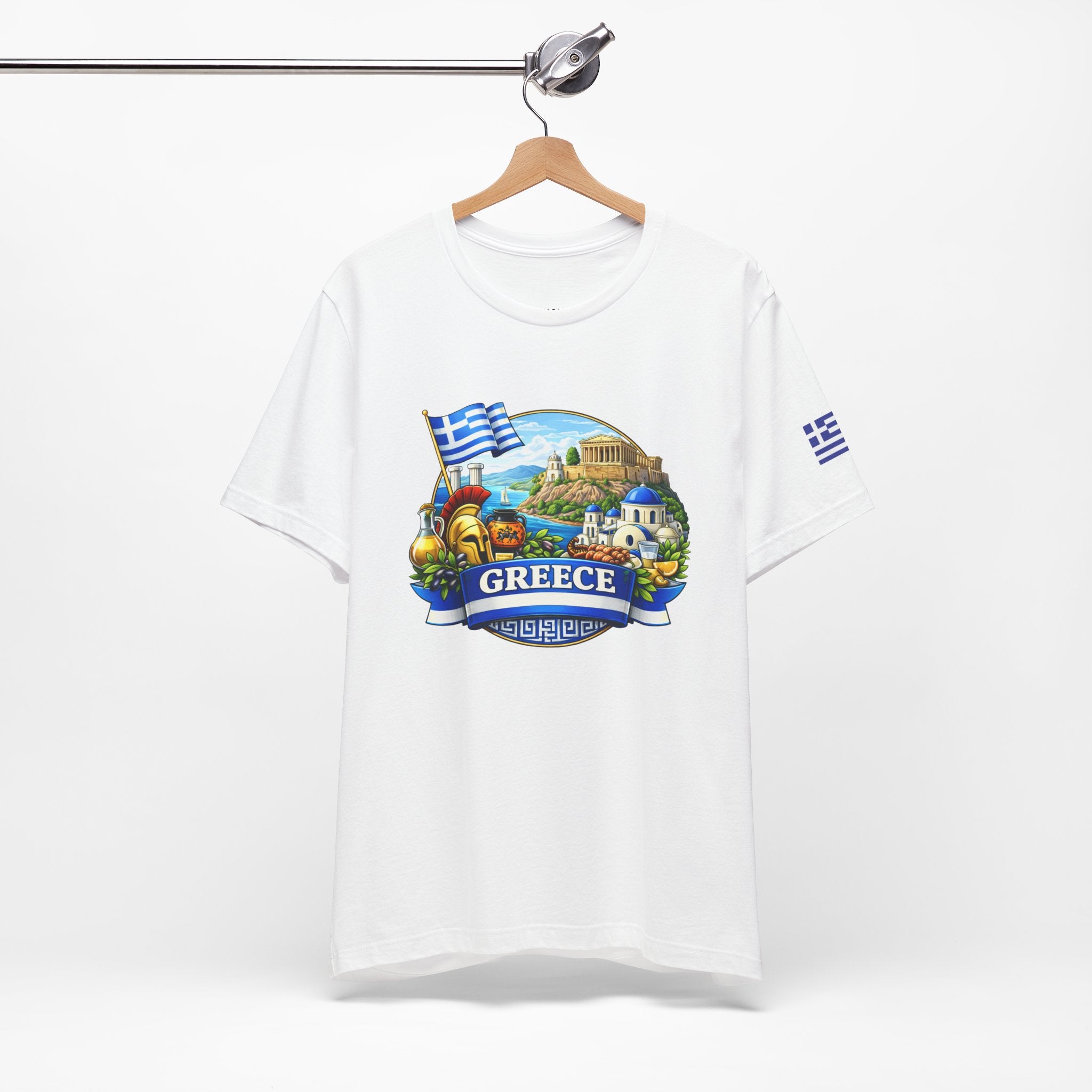 Greece Travel Graphic Tee – Greek Landmark & Flag Souvenir Shirt