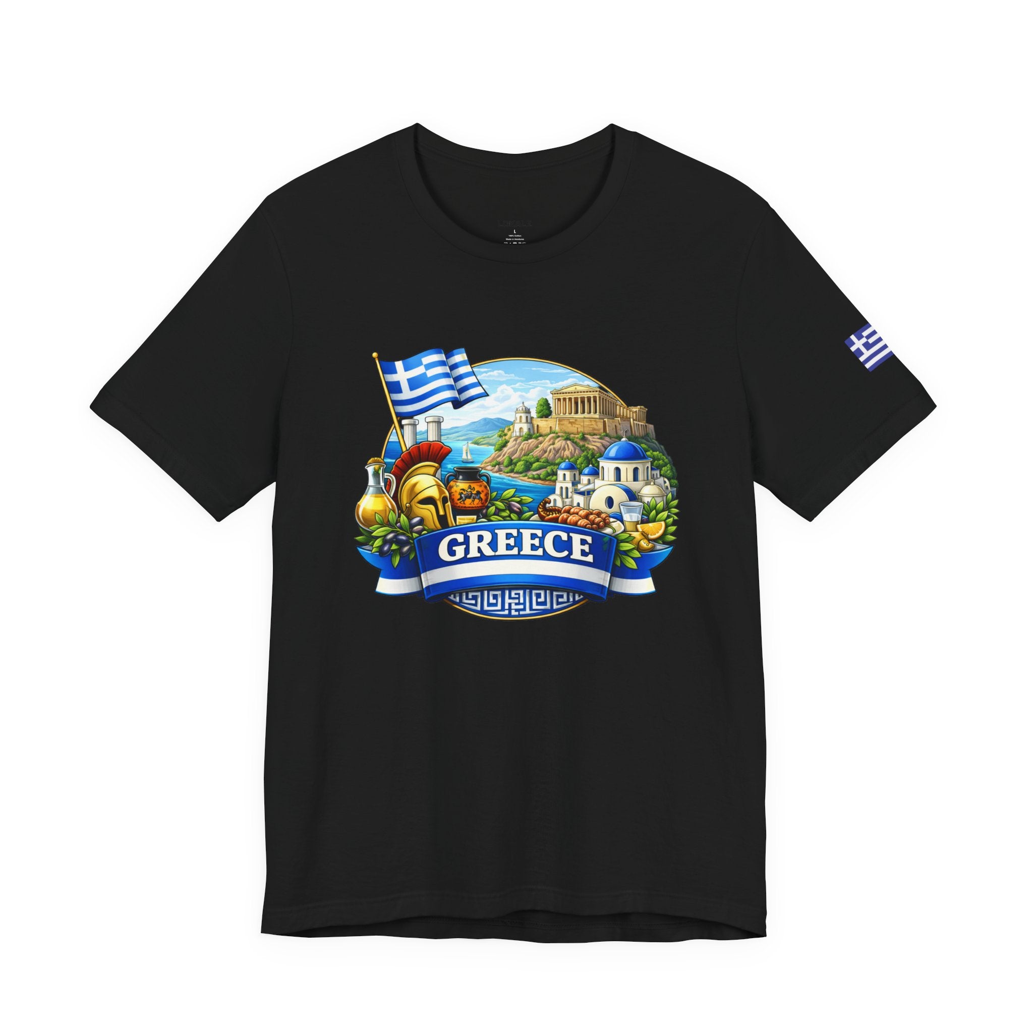 Greece Travel Graphic Tee – Greek Landmark & Flag Souvenir Shirt
