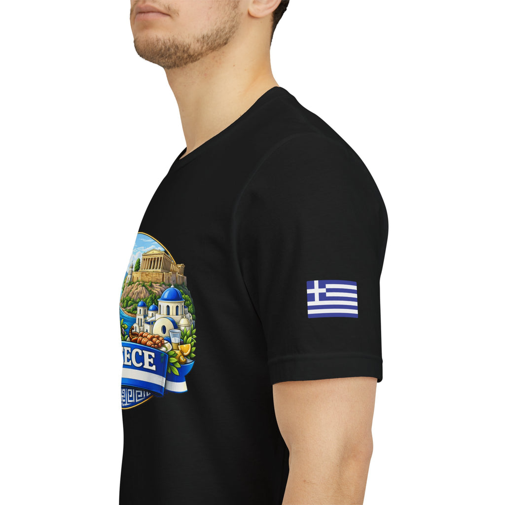 Greece Travel Graphic Tee – Greek Landmark & Flag Souvenir Shirt